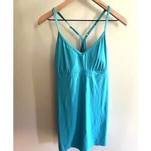 ATHLETA Shore Break Racer Back Dress Beach Hiking Swim Size L Aqua